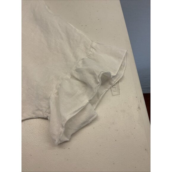 Terzo Millennio Italy 100% Linen Ruffle Top White Minimalist Coastal oversize SM - Picture 8 of 10